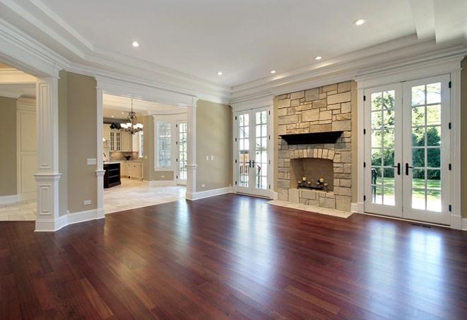 distressed hickory hardwood flooring in a farmhouse